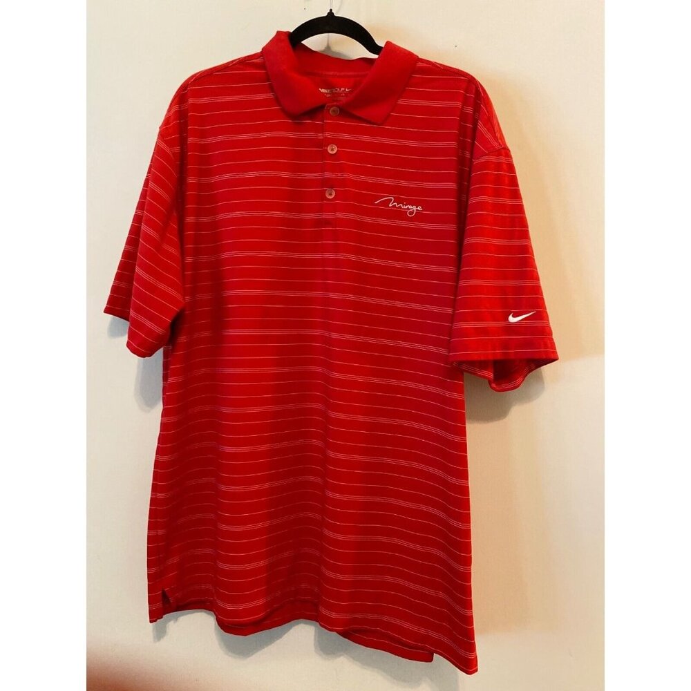 Nike Polo Shirt Golf Red White Stripes Short Sleeve Top XL